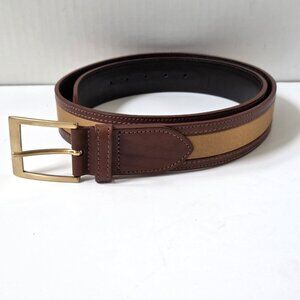 Tuttle Golf Belt Mens 36 Brown Leather Camel Tan Grosgrain Made in Italy NEW